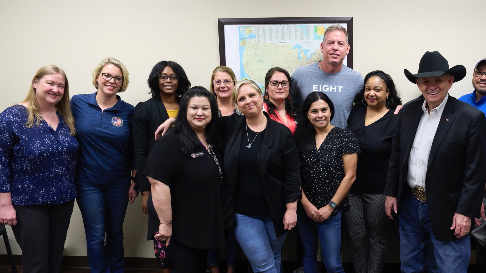 EIGHT Elite Light Beer founder Troy Aikman with Military Warriors Support Foundation team.